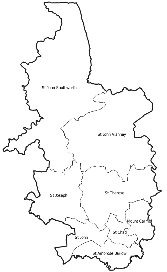 Diocese boundaries, with deaneries